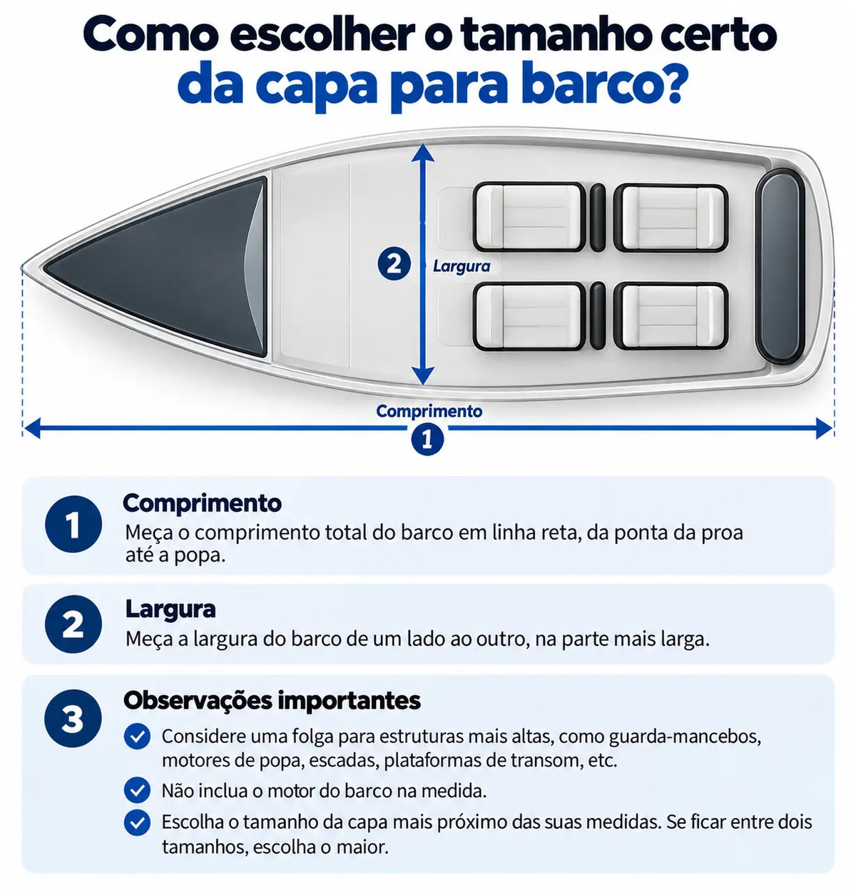 Capa para Barco e Lancha Impermeável Proteção UV Ajuste Seguro até 6,7m