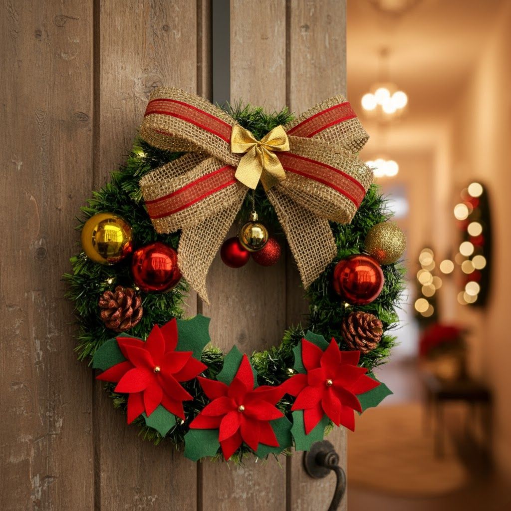 Guirlanda de Natal Grande 40cm Artesanal Luxo + Brinde