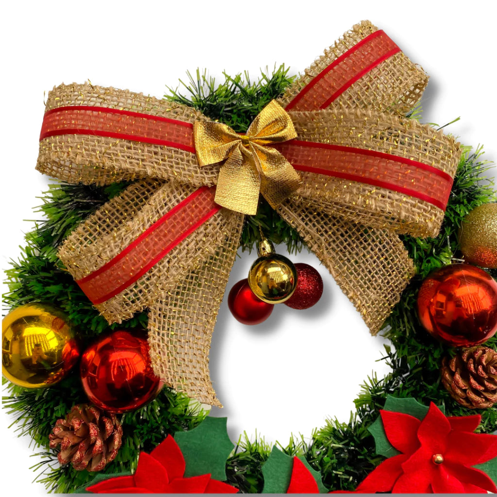 Guirlanda de Natal Grande 40cm Artesanal Luxo + Brinde