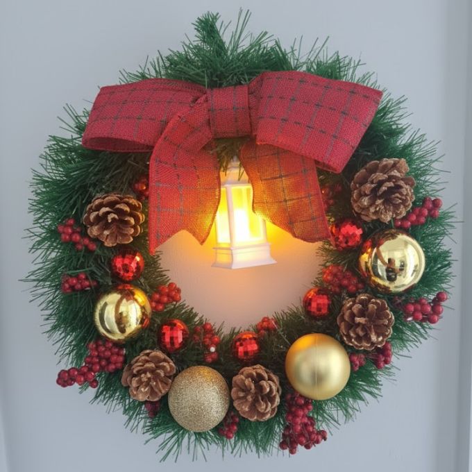 Guirlanda de Natal Luxo | Enfeite de Porta Reforçado | Decoração Premium