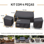 Kit 4 Peças Capa Impermeável para Móveis de Jardim