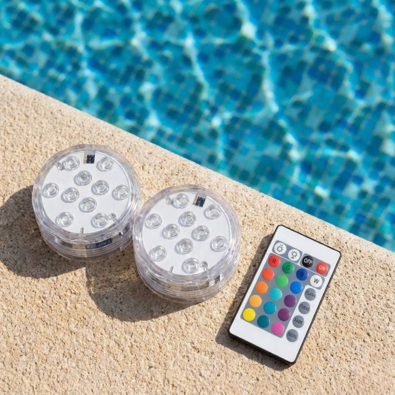 Kit Luminárias de Piscina RGB - Sem Fio Com Controle Remoto