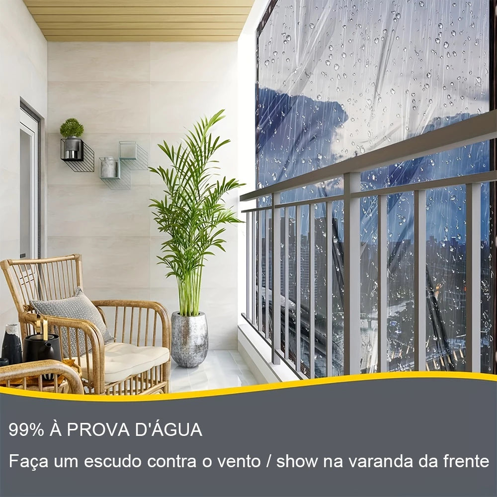 Lona Transparente PVC Reforçada Impermeável para Varanda e Garagem
