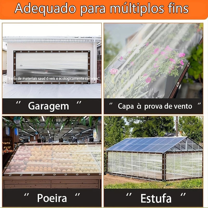 Lona Transparente PVC Reforçada Impermeável para Varanda e Garagem