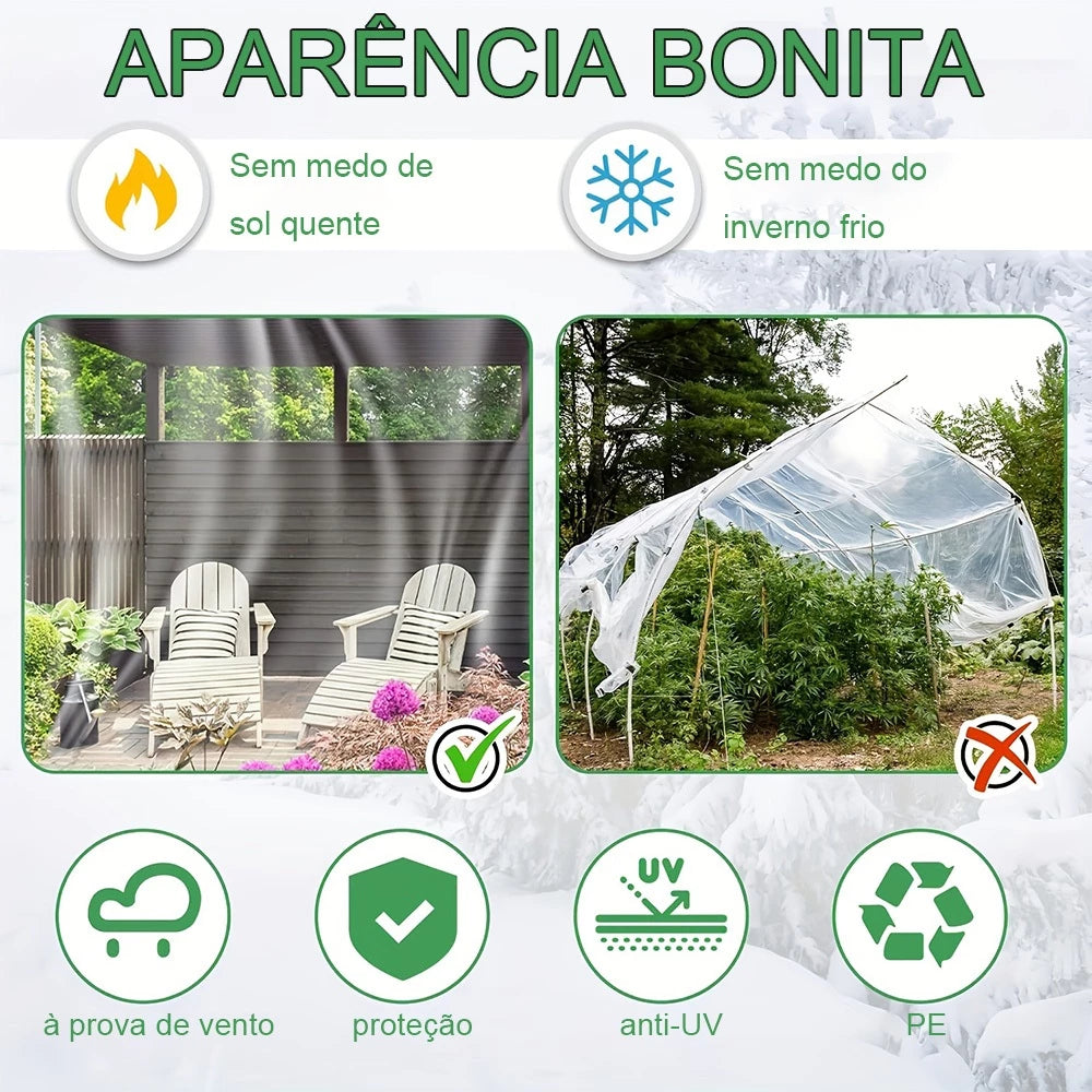 Lona Transparente PVC Reforçada Impermeável para Varanda e Garagem
