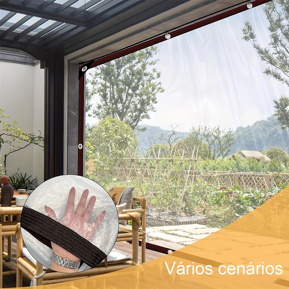 Lona Transparente PVC Reforçada Impermeável para Varanda e Garagem