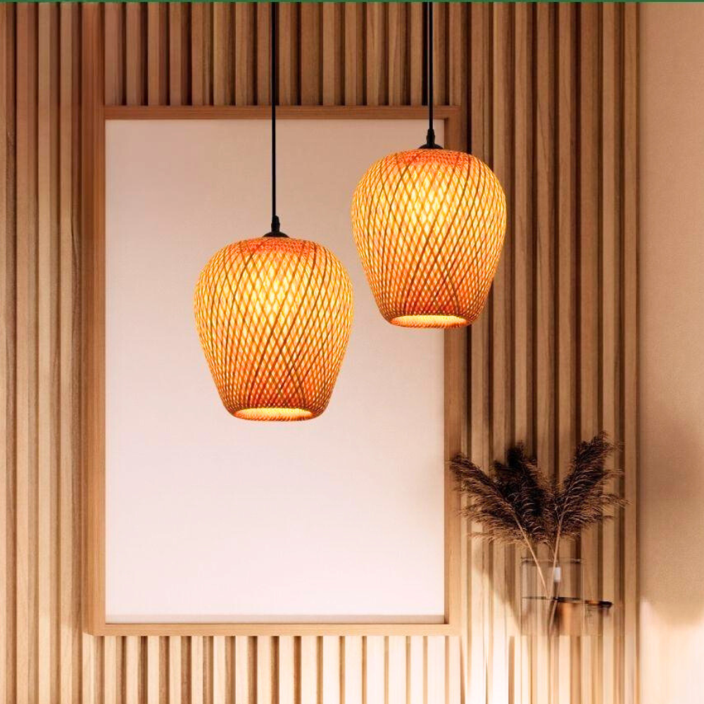 Luminária Pendente Bambu Rattan
