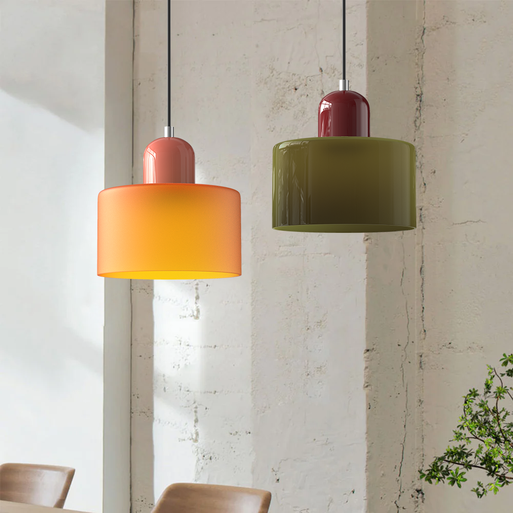 Luminária Pendente Pequena de Vidro Estilo Bauhaus