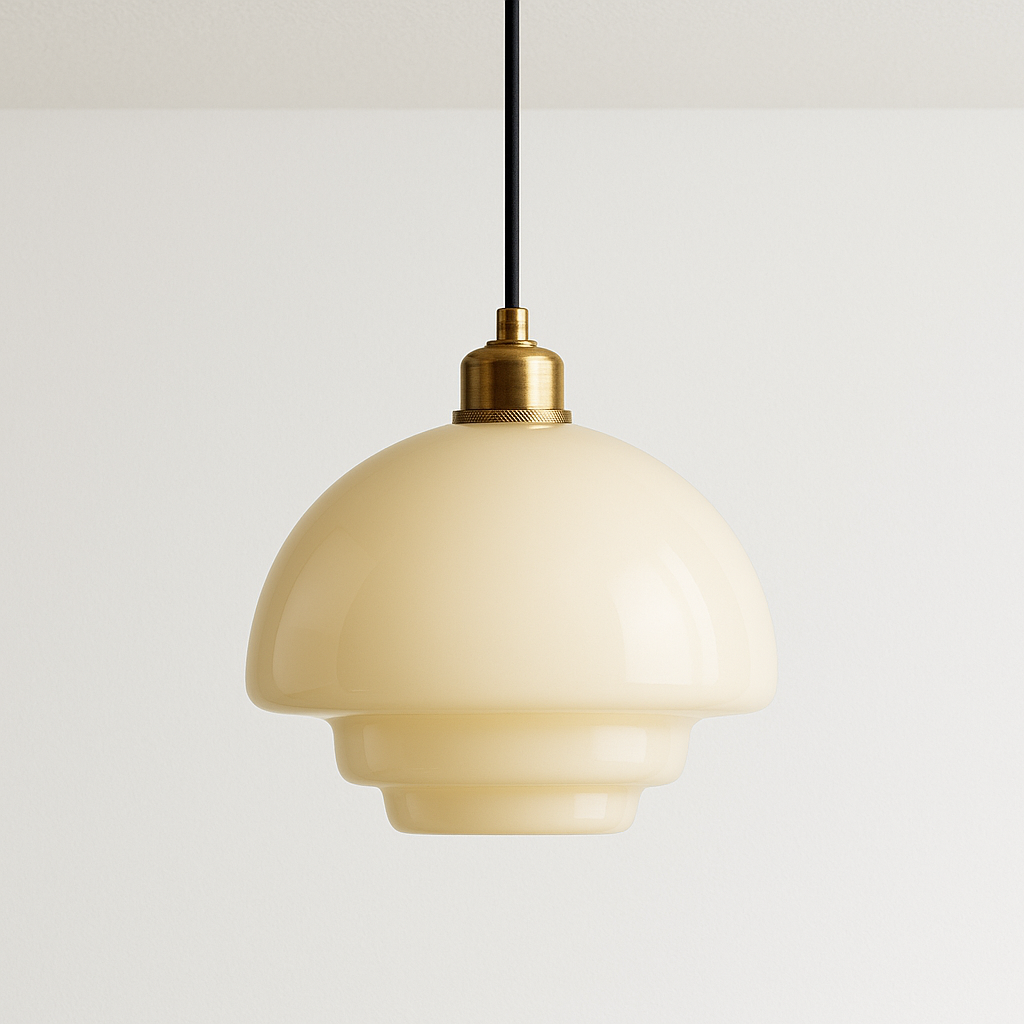 Luminária Pendente de Vidro Branco Art Glass