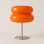 Luminária de Mesa Moderna em Vidro e Inox Bivolt com LED