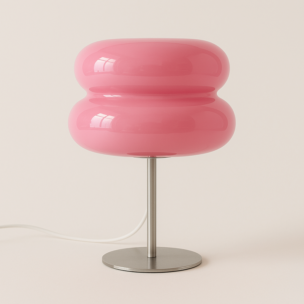 Luminária de Mesa Moderna em Vidro e Inox Bivolt com LED