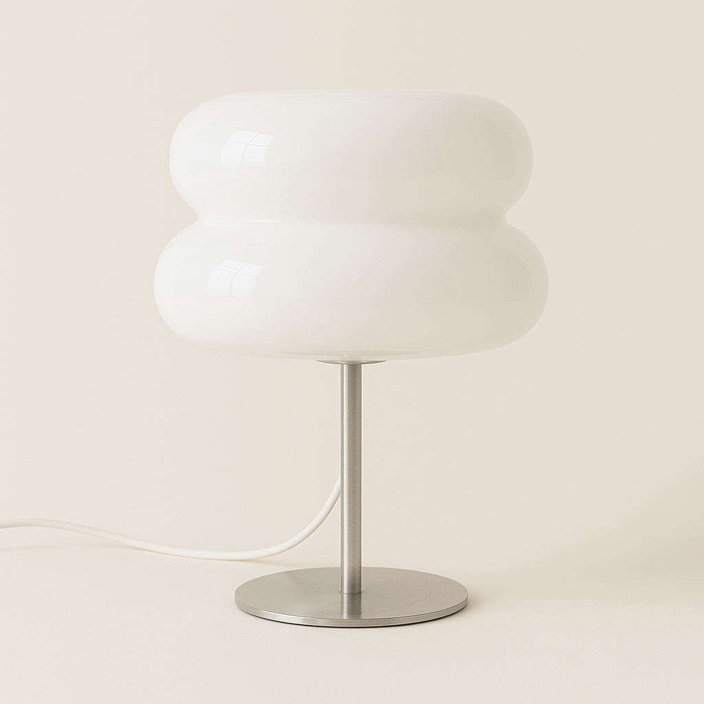 Luminária de Mesa Moderna em Vidro e Inox Bivolt com LED