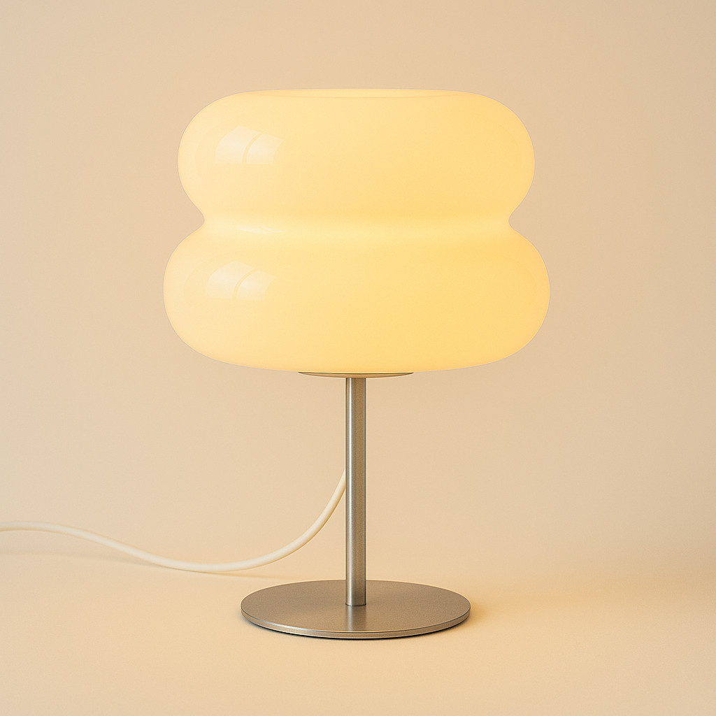 Luminária de Mesa Moderna em Vidro e Inox Bivolt com LED