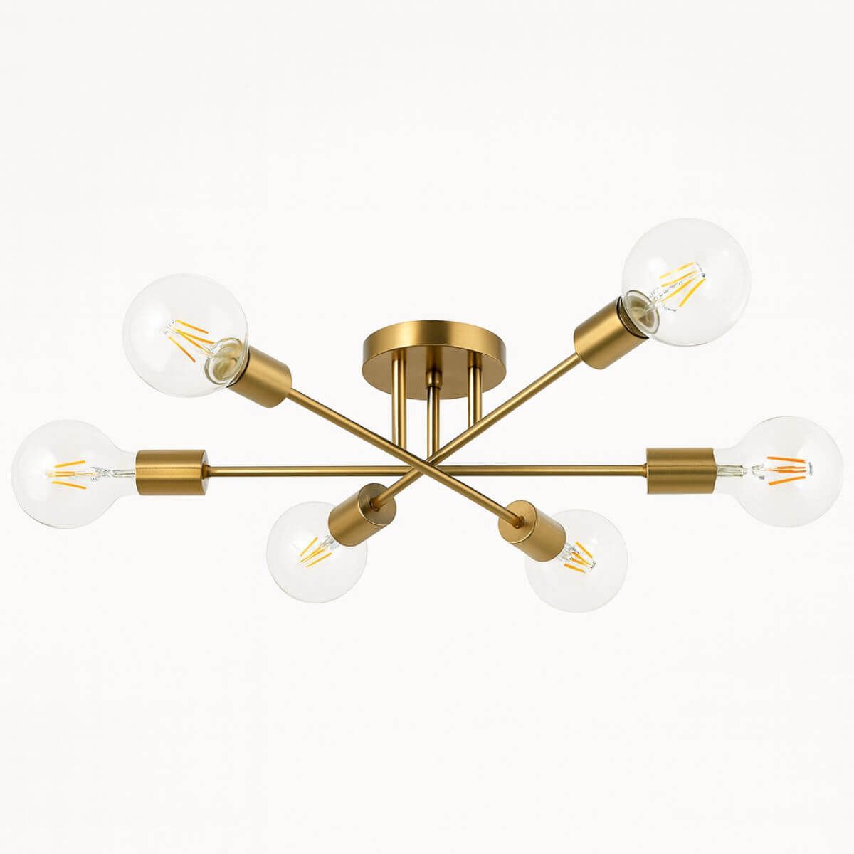 Lustre Moderno Dourado 6 Lâmpadas