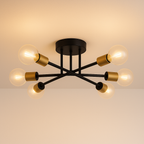 Lustre Moderno Dourado 6 Lâmpadas