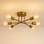 Lustre Moderno Dourado 6 Lâmpadas