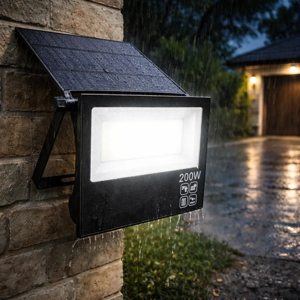 Refletor LED Solar 200W IP67 Placa Ajustável