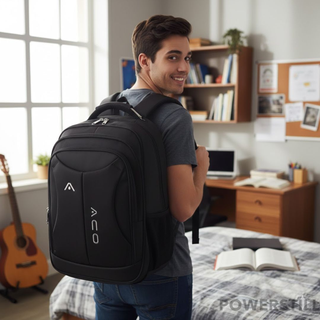 Garanta segurança e praticidade com a Mochila ACO. Com senha, USB, fone, impermeável e para notebook 17". Perfeita para trabalho, faculdade e viagens.