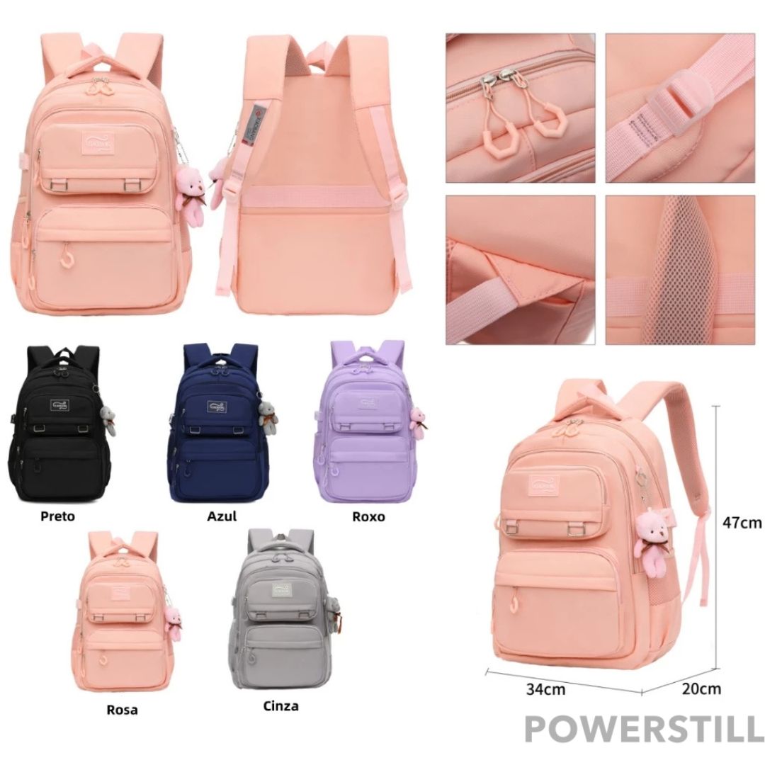 Mochila Unissex Impermeável com porta-chaves Versátil