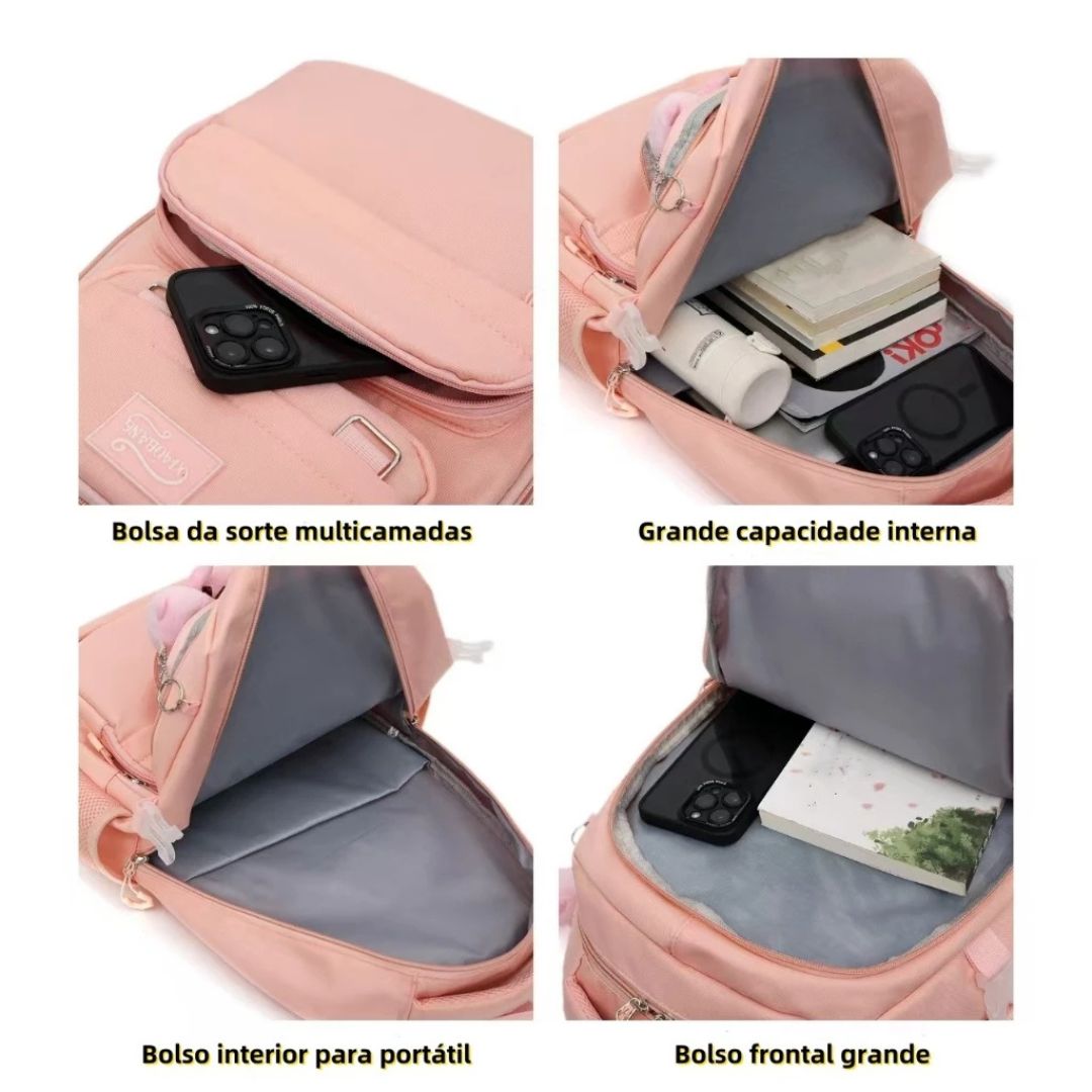 Mochila Unissex Impermeável com porta-chaves Versátil
