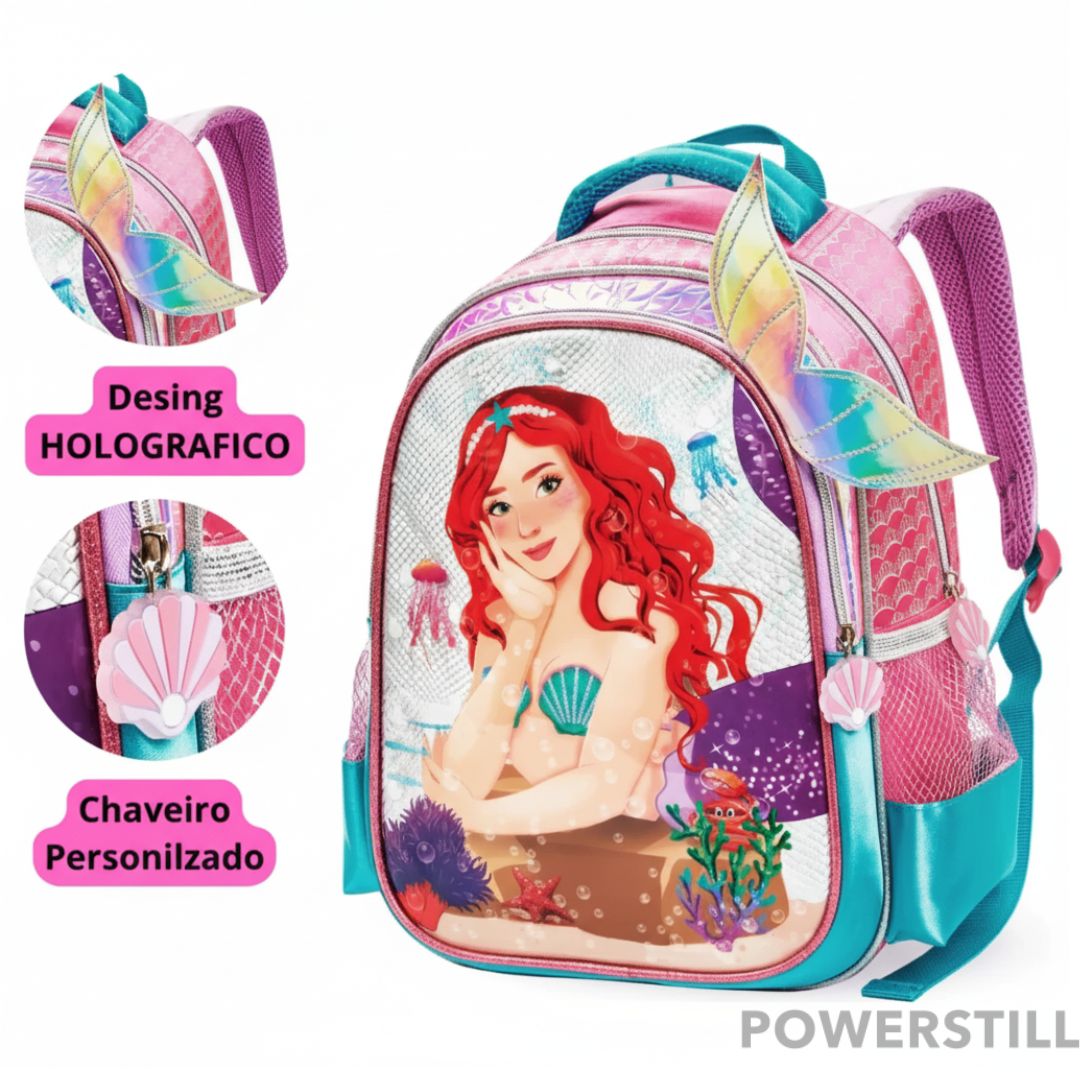 Mochila Princesas. Conforto, durabilidade e o brilho para sua filha. Garanta a volta às aulas mais mágica e feliz. Compre agora!
