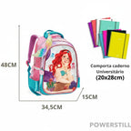 Mochila Princesas. Conforto, durabilidade e o brilho para sua filha. Garanta a volta às aulas mais mágica e feliz. Compre agora!