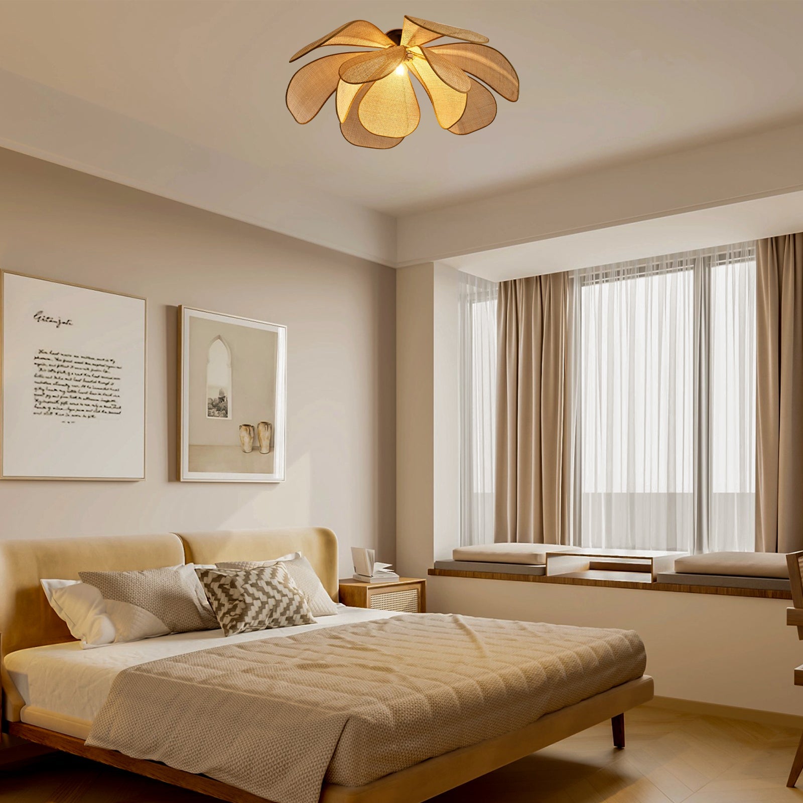 Pendente Rústico de Rattan Petal