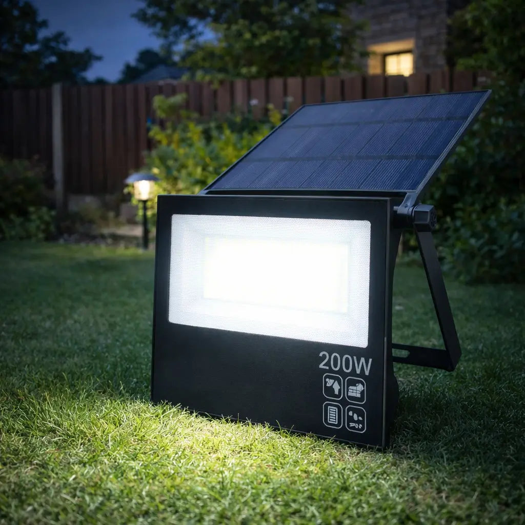 Refletor LED Solar 200W IP67 Placa Ajustável