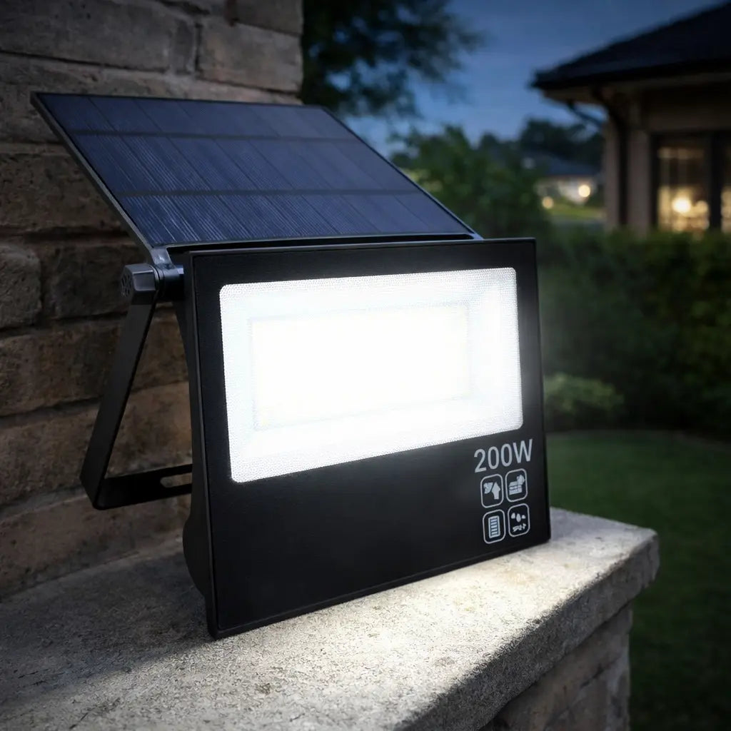 Refletor LED Solar 200W IP67 Placa Ajustável