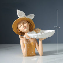 Escultura Boneca Decorativa Lilly Praia Bandeja