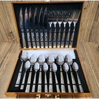 Talheres de Aço Inoxidável 24 Peças + Caixa de Madeira de Brinde