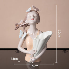 Busto Decorativo Lili Butterfly Flores Estatueta - Loja Powerstill