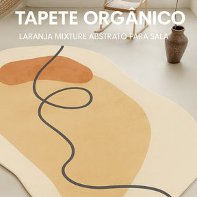 Tapete Orgânico Laranja Mixture Abstrato Para Sala