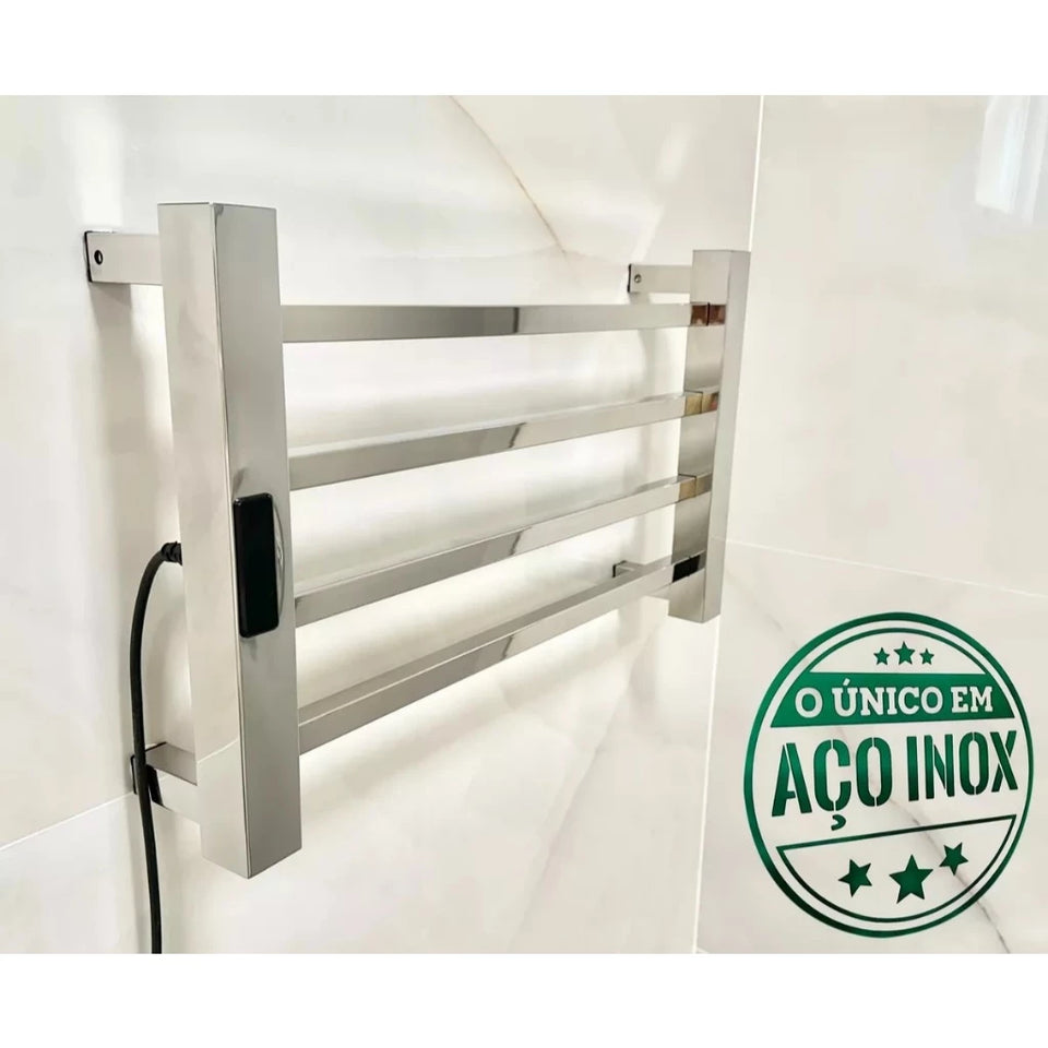 Toalheiro Elétrico Térmico Inox 304 Polido Timer Digital 1 Toalha