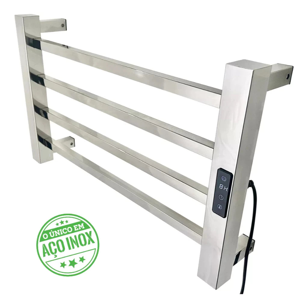 Toalheiro Elétrico Térmico Inox 304 Polido Timer Digital 1 Toalha