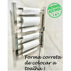 Toalheiro Elétrico Térmico Inox 304 Polido Timer Digital 2 Toalhas