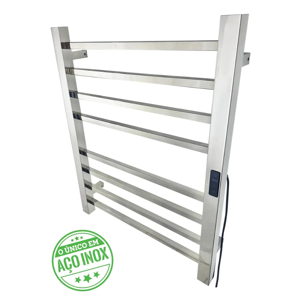 Toalheiro Elétrico Térmico Inox 304 Polido Timer Digital 2 Toalhas