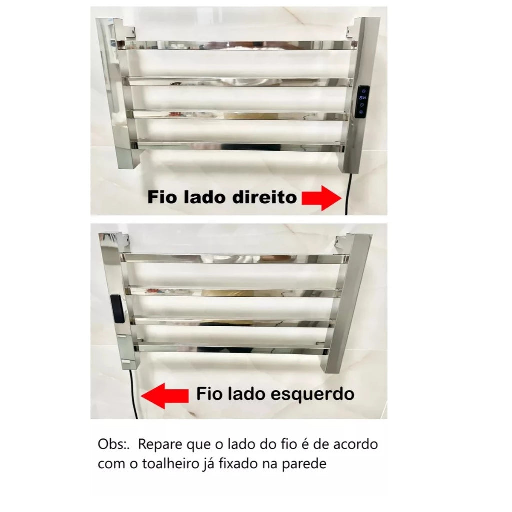 Toalheiro Elétrico Térmico Inox 304 Preto Fosco Timer Digital 1 Toalha