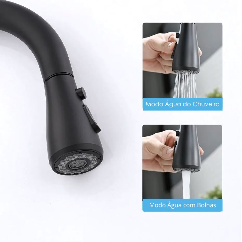 Torneira para Cozinha Escovada Monocomando 360° Sync