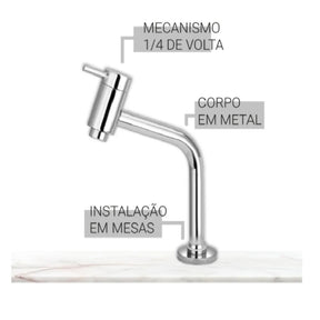 Torneira Banheiro Lavabo Pia 45o Bica Baixa Metal Cromado