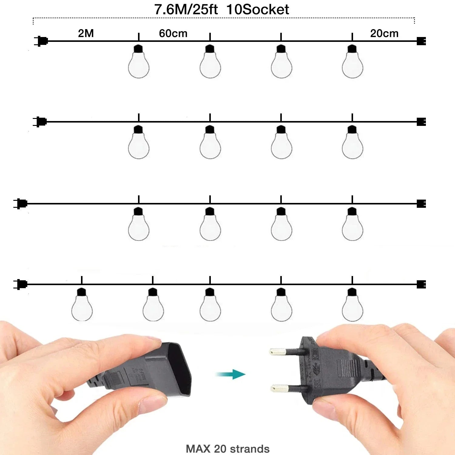 Varal de Luzes Led Iluminação Decorativa Externa