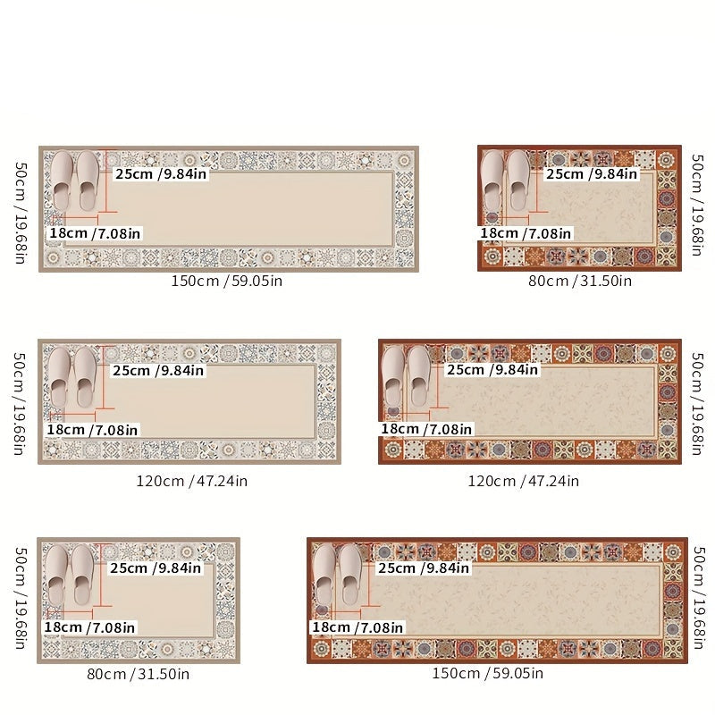 Tapete para Cozinha Antiderrapante Retangular Floral