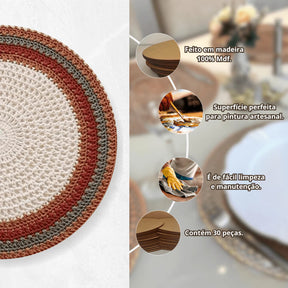 Kit 10 Bases para Sousplat em MDF 35cm - Mesa Posta e Decoração