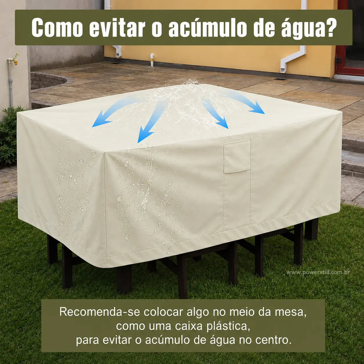 Capa bege impermeável para móveis de varanda e piscina