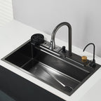 Cuba de Cozinha Gourmet Cascata com Torneiras e Acessórios 75 x 45 cm