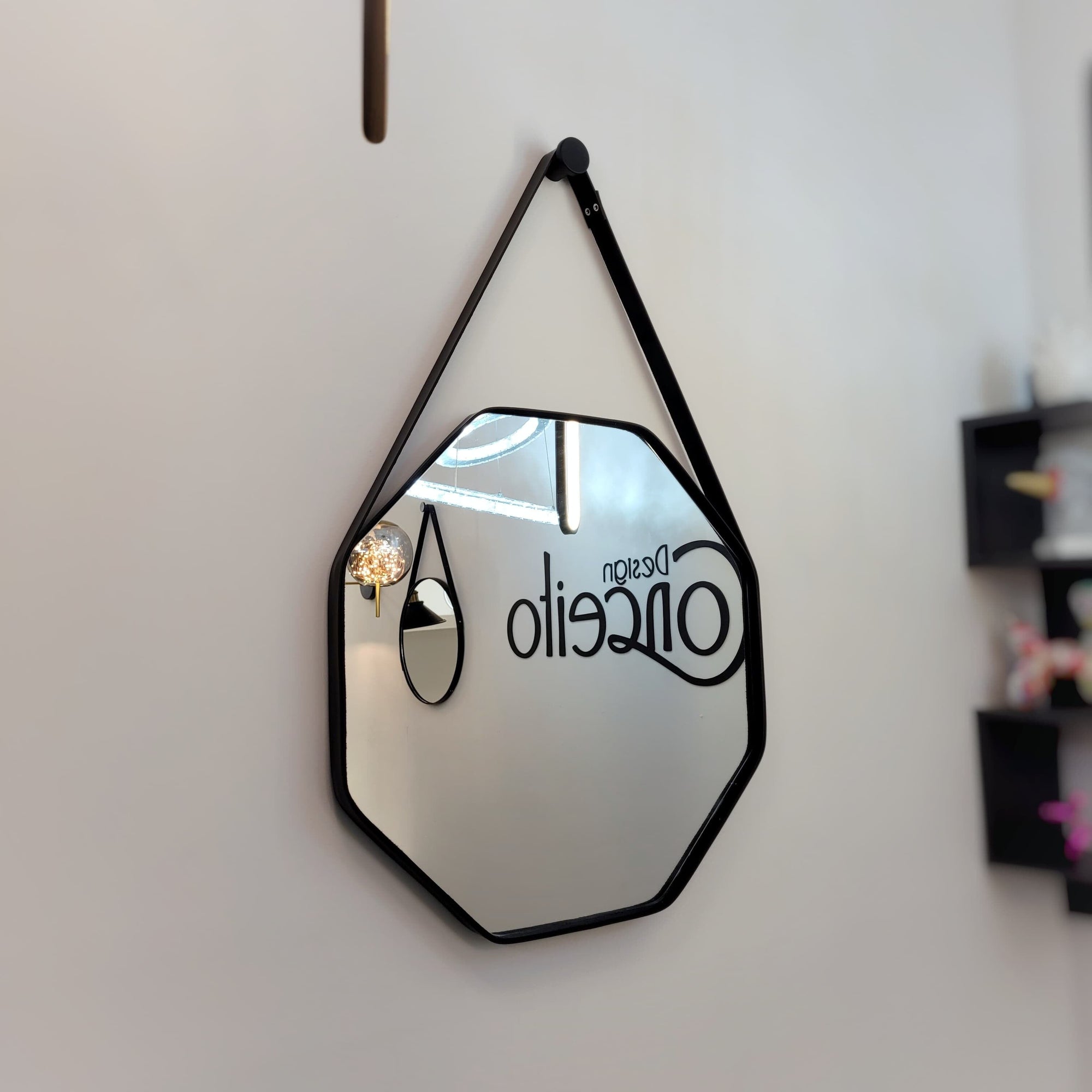 Espelho Decorativo Octagonal Beady Suspenso de Parede