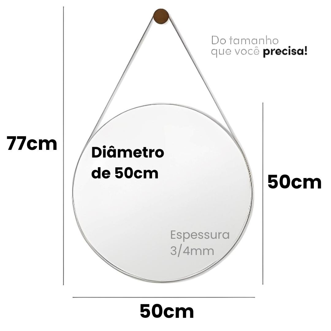 Espelho Decorativo Redondo Beady Suspenso de Parede