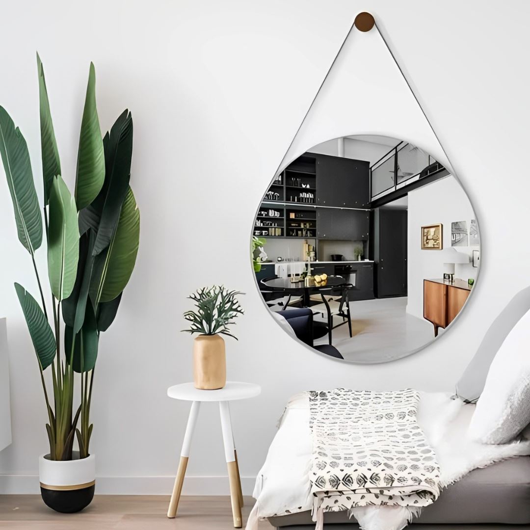 Espelho Decorativo Redondo Beady Suspenso de Parede