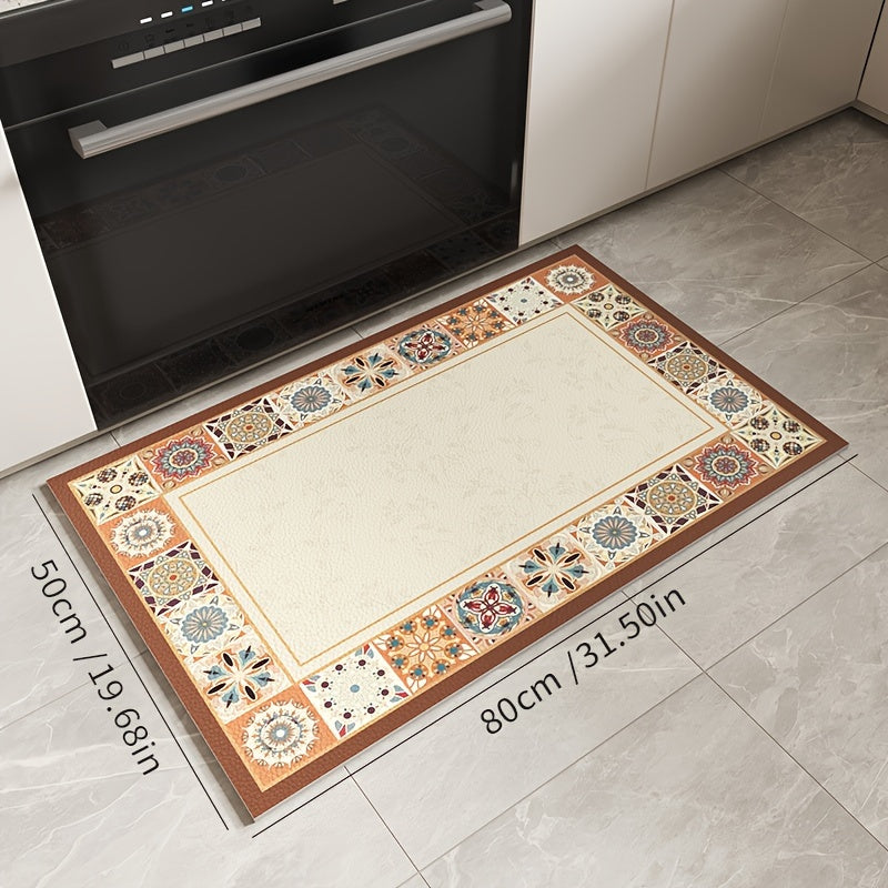 Tapete para Cozinha Antiderrapante Retangular Floral