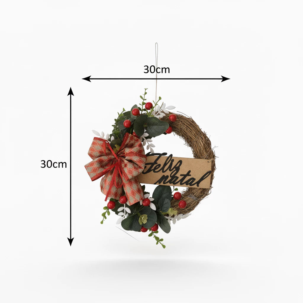 Guirlanda de Natal de 30 cm decorada e pronta para pendurar